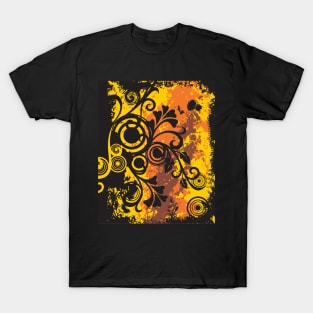 Abstract Autumn Floral Design T-Shirt